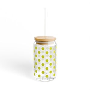 Electric Green Polka Dot Glass Sipper